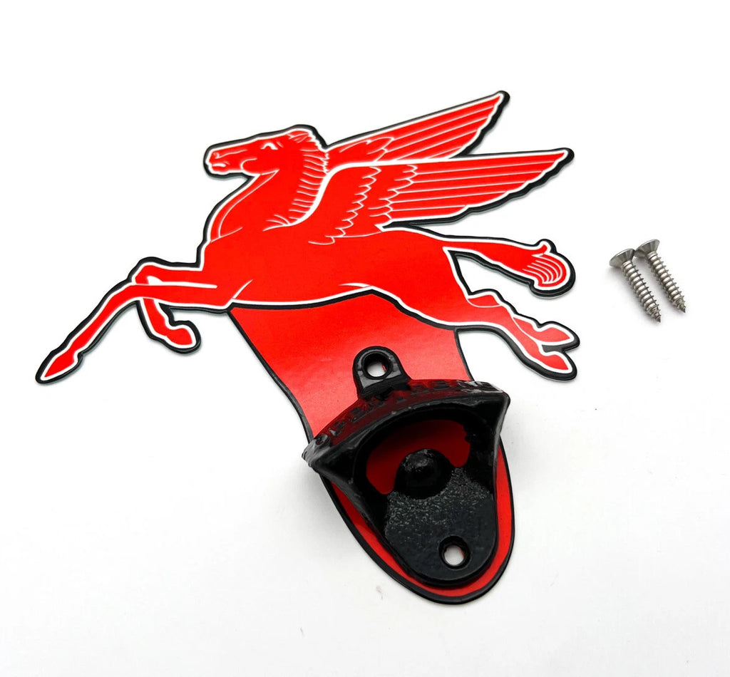 Metal Wall Mount Gas Oil Sign Bottle Opener for Pegasus Mobiloil  (—)