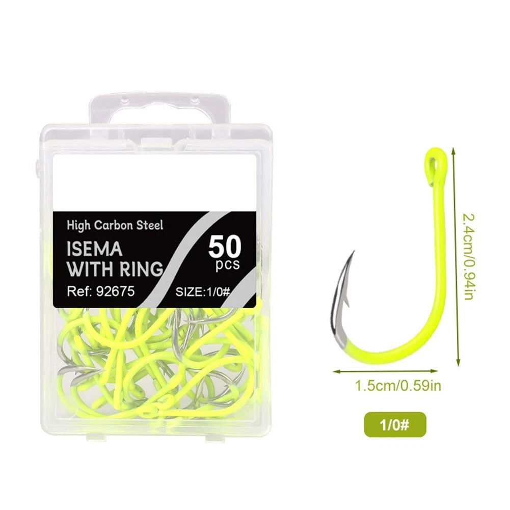 Fluorescent Yellow Barbed Fishing Hooks (Set of 4)