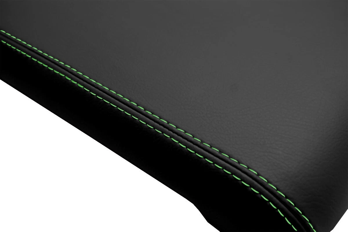 Leather Console Lid Armrest Cover for Chevrolet Colorado (2015–2022) Green Stitch