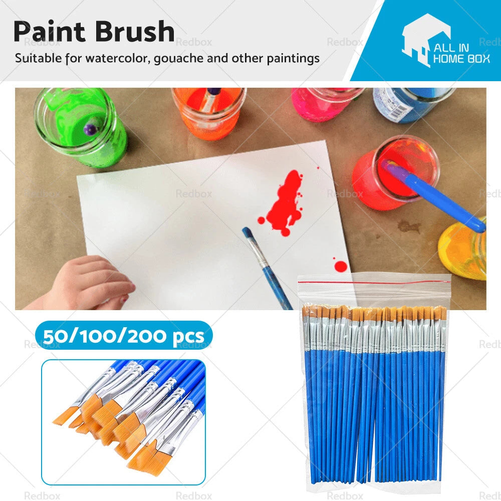 Set of 50 Flat Paint Brushes for Detail Painting Craft Art