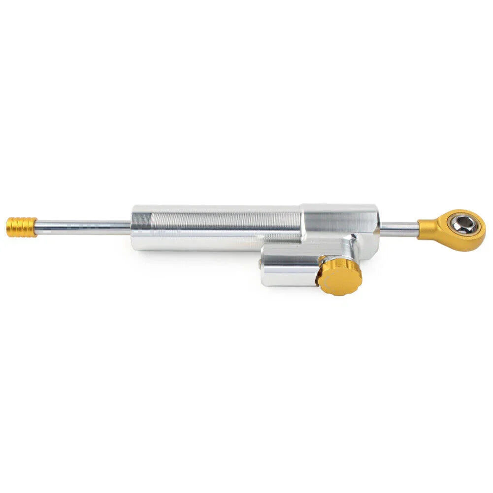 24cm Universal Adjustable Steering Damper Stabilizer for Moto - Silver/Orange