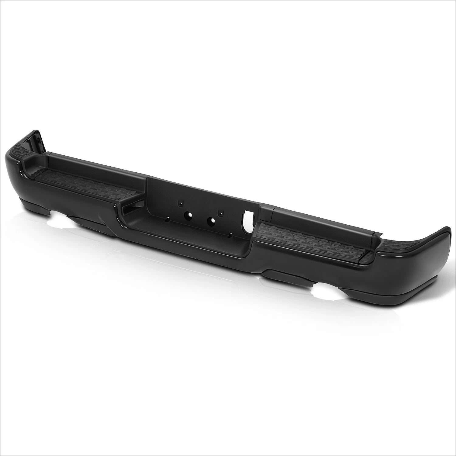 Rear Step Bumper for Ram 1500 (2019–2024) w/ Dual Exhaust Cutout, License Lamps, Black