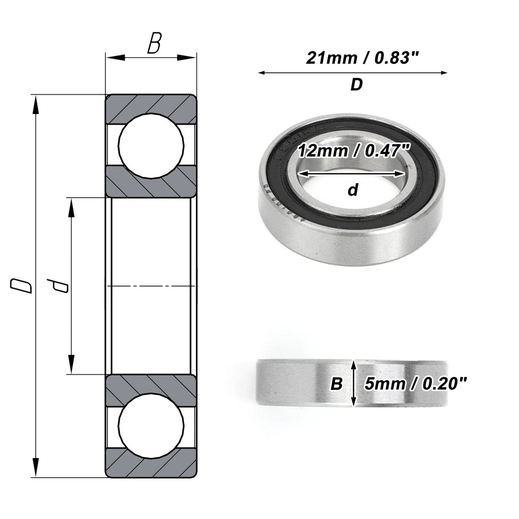 Deep Groove Ball Bearing P0 for Scooter Skateboard Wheel (12x21x5mm)