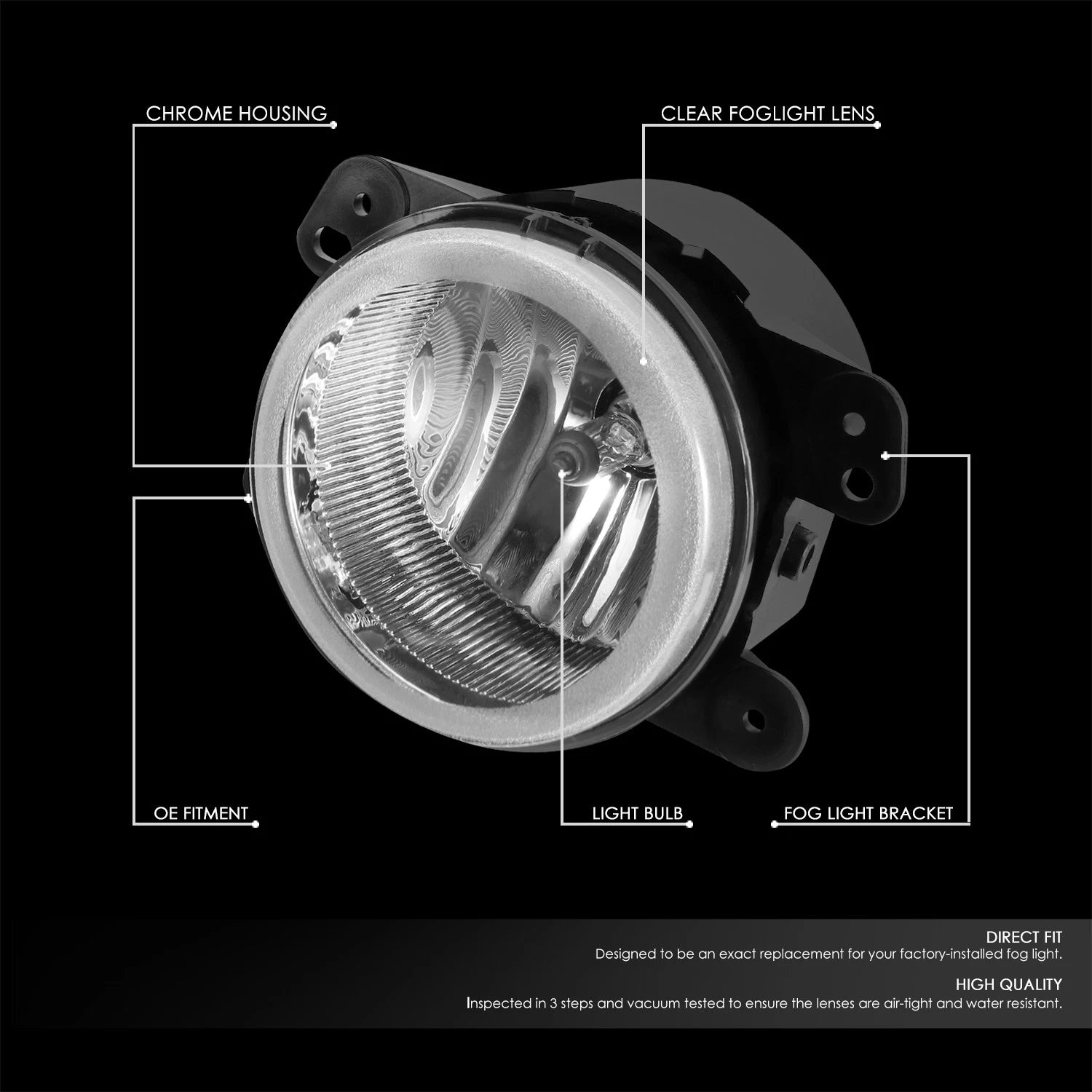 Set of 2 Front Bumper Fog Light Lamps for Jeep Wrangler (2007–2018) & PT Cruiser (2005–2010)