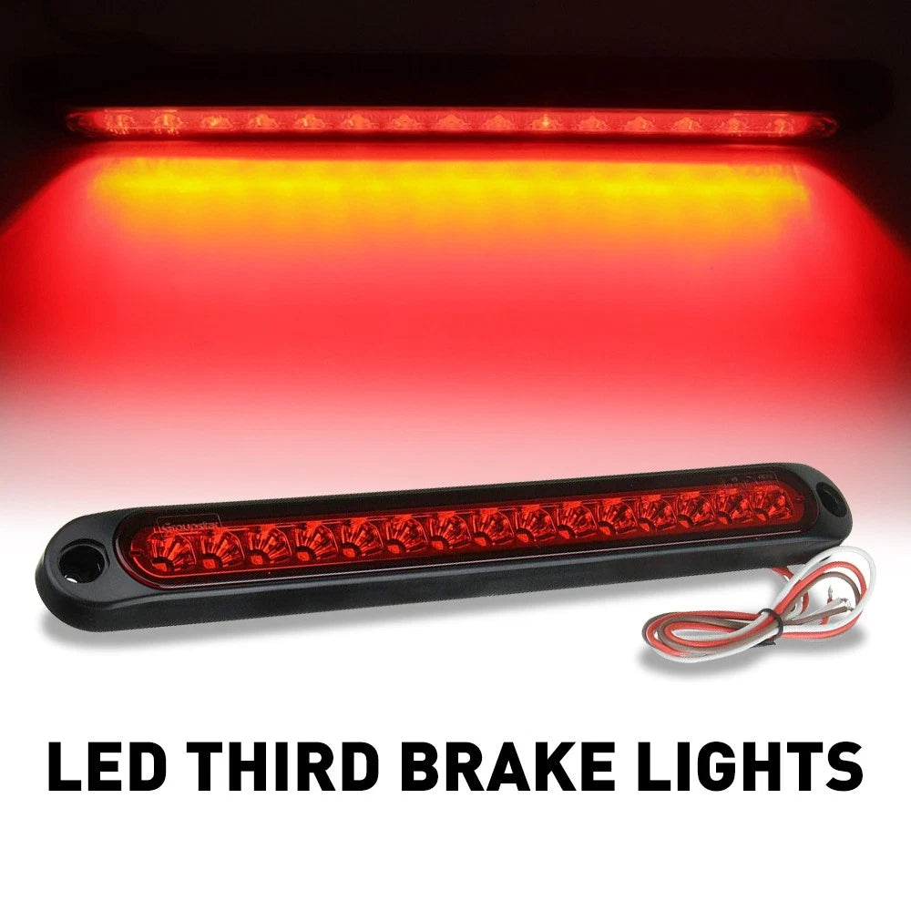 15-LED Red 10" Sealed Truck Trailer Strip Brake Tail Light Bar