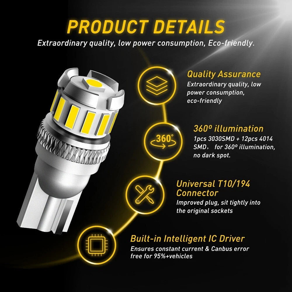 T10 LED License Plate Light Bulb for Various Vehicles (6000K)
