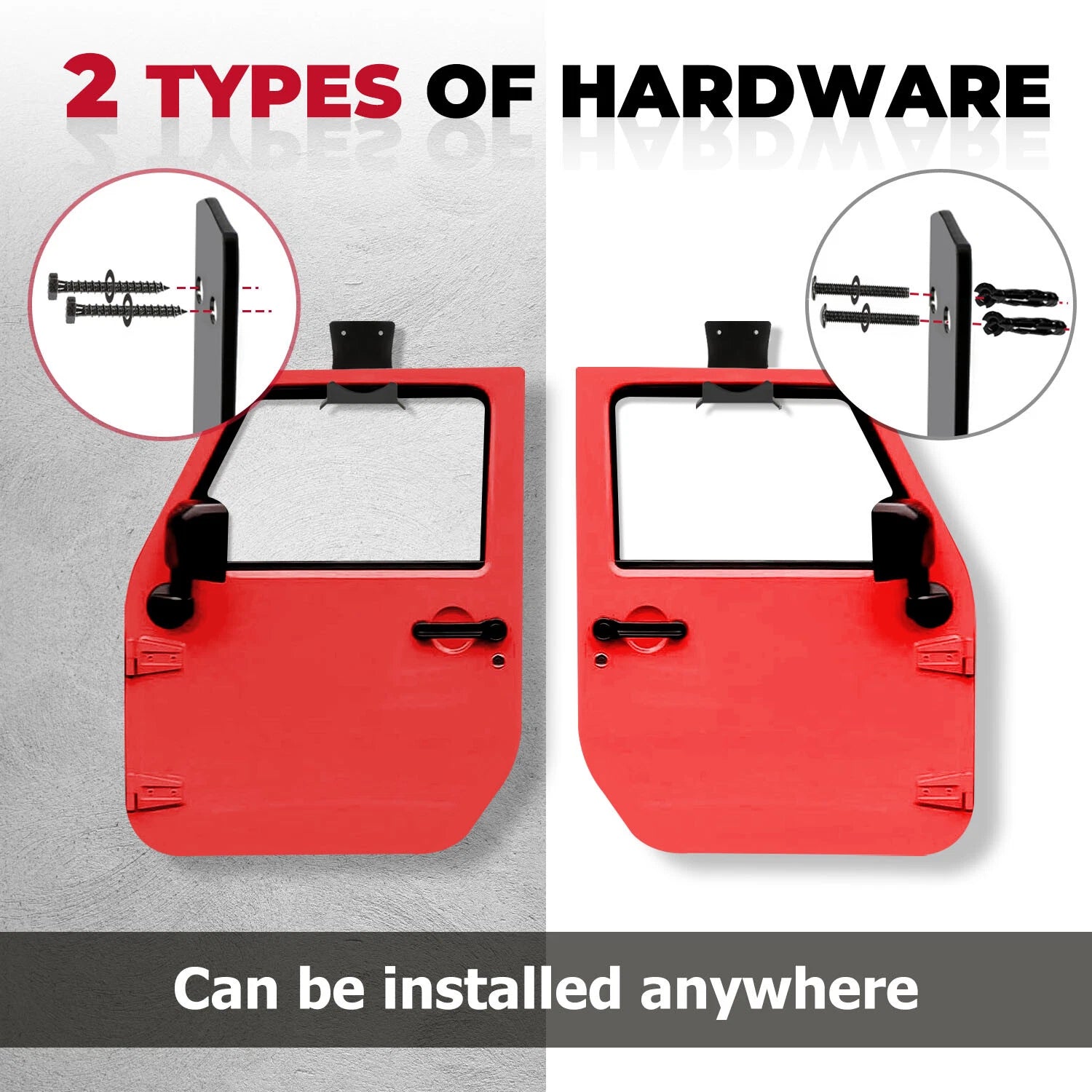 2X Wall Mount Door Storage Hangers for Jeep Wrangler (1956–2024)