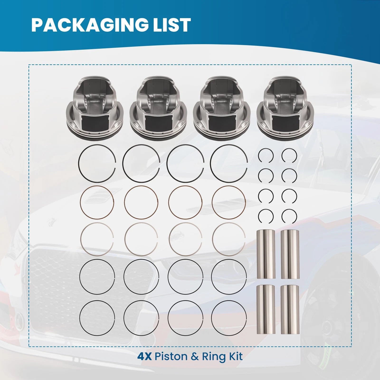 2X Engine Pistons & Rings Kit for Toyota Camry Corolla RAV4 Solara (2002–2006)