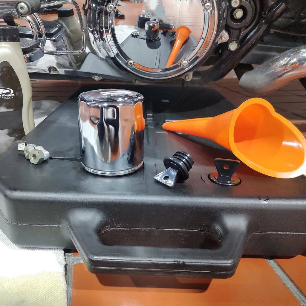 Low Profile Oil Drain Pan Spout for Harley Davidson Honda Yamaha Kawasaki
