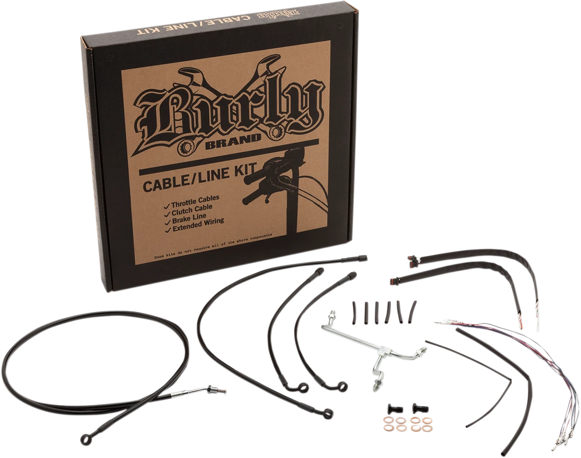 Complete Black Vinyl Handlebar Cable/Line Kit for Ape Hangers (18")