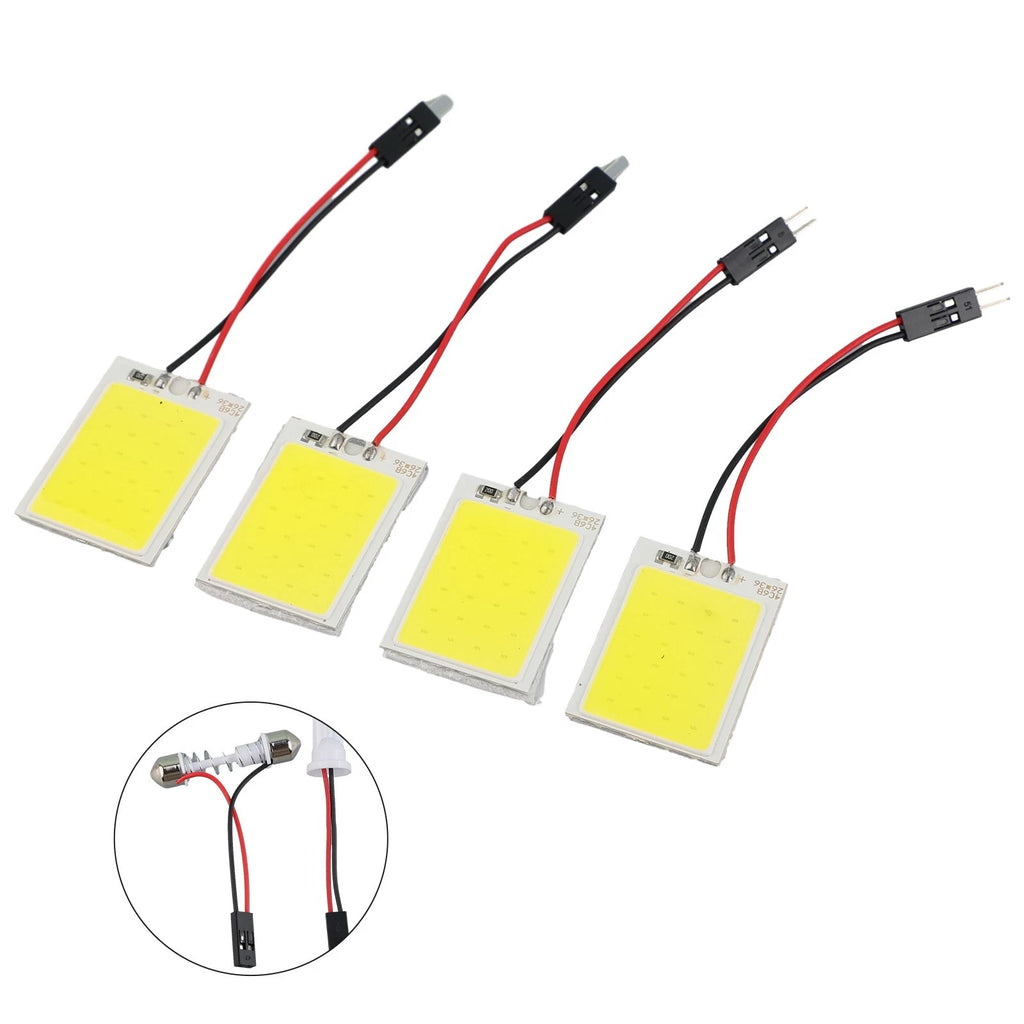 Set of 4 White Light Dome Lamp Bulbs 24SMD COB LED for Universal Vehicles (DC 12V)