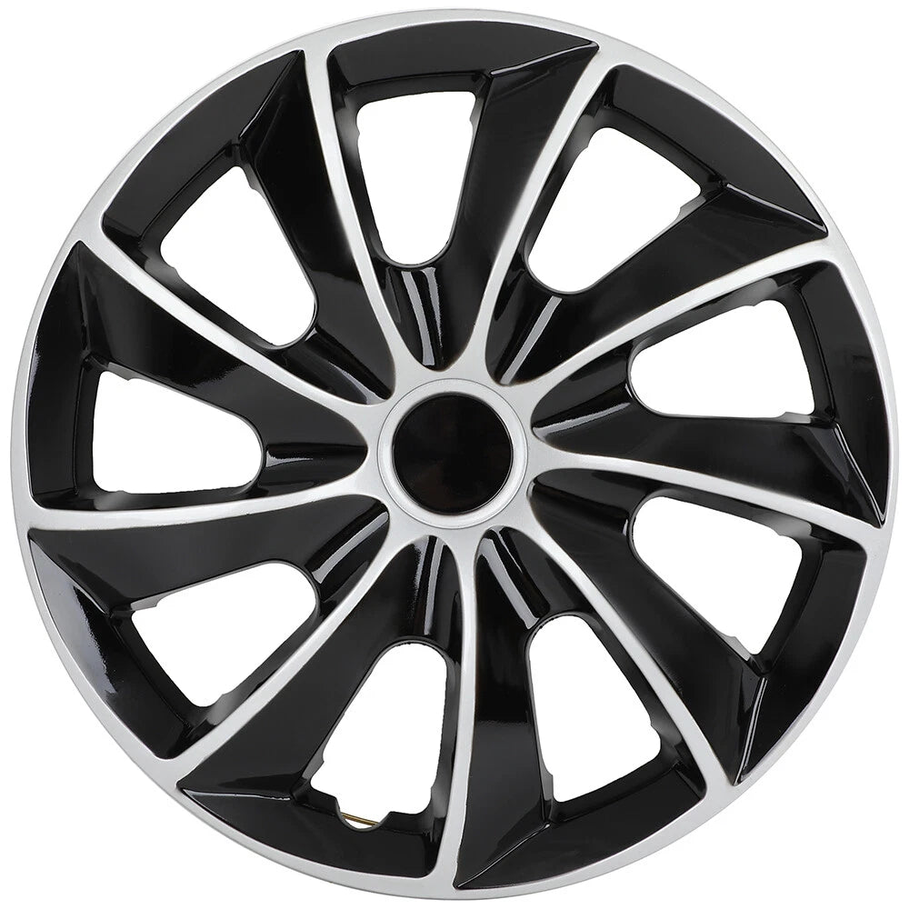 Set of 4 Wheel Hub Caps for All Makes Models (16") Black & Silver