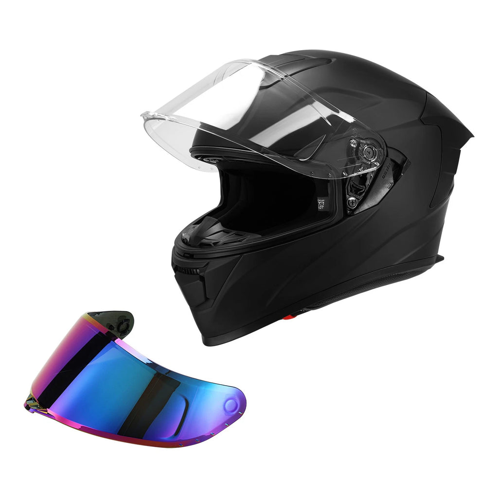 Full Face Motorcycle Helmet for Street Bike (Dual Visor, Extra Tinted Shield)