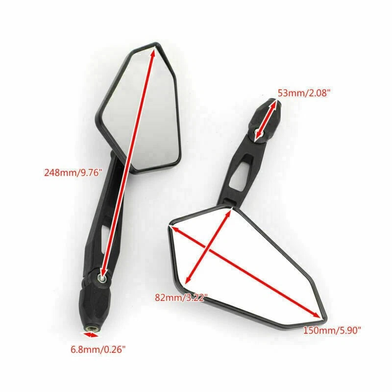 Pair Rearview Mirrors for Yamaha Aprilia Honda Suzuki Kawasaki (Universal)