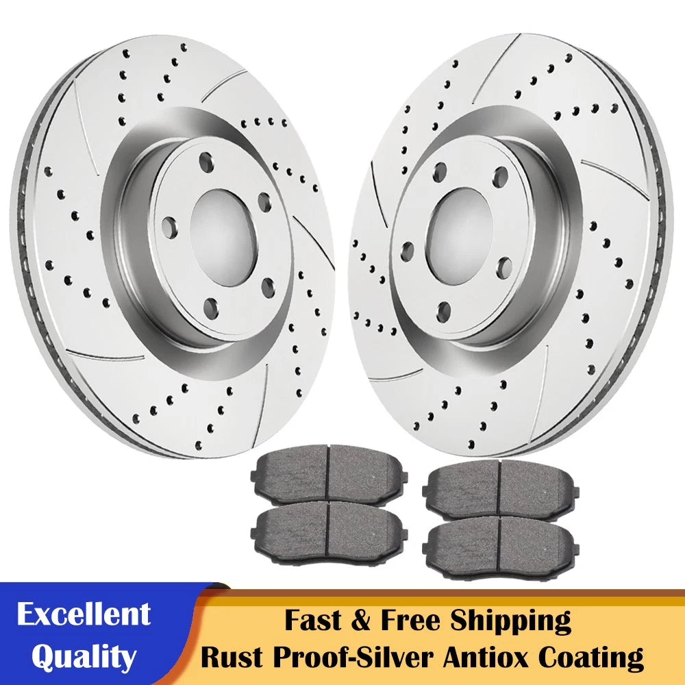 Front Drilled Brake Rotors and Pads for Ford Edge Lincoln MKX (2007–2014)