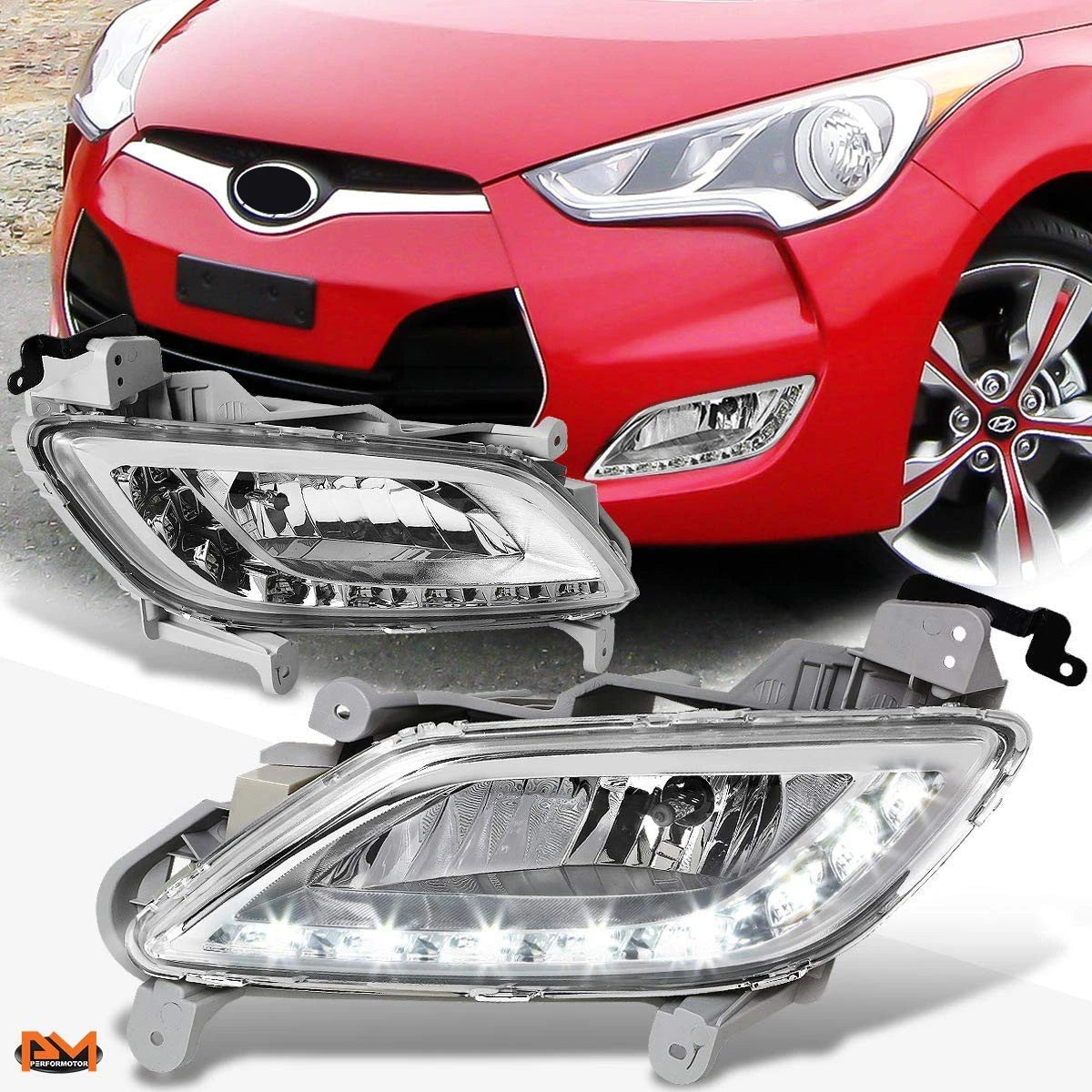 Clear Lens Fog Light with LED Day Running Lamp for Hyundai Veloster (2012–2016)