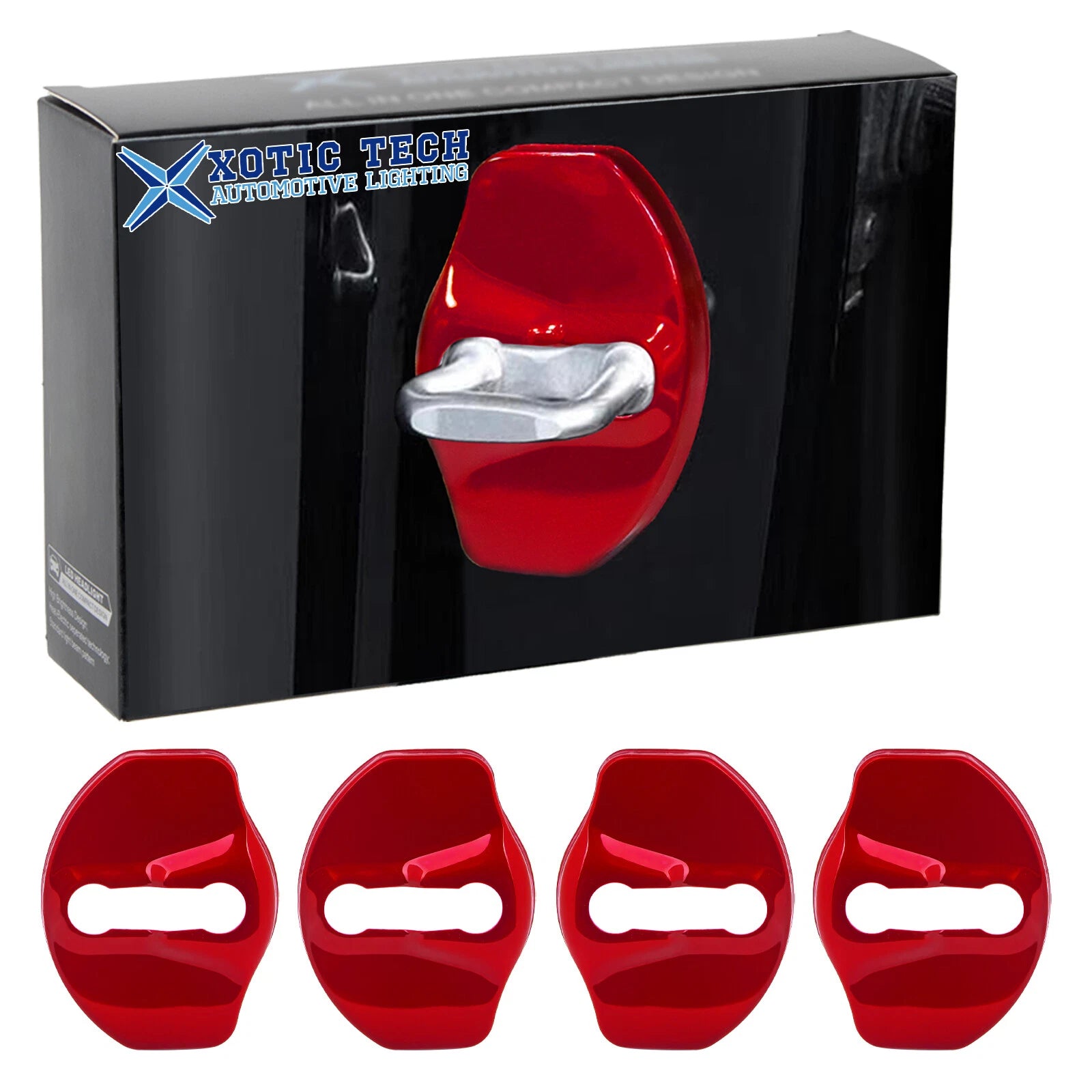 Red Door Lock Cover (4PCS) for Tesla Model 3 Y (2018–2024)