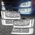 Set of 2 LED Headlights & Bumper Lights for Chevy Silverado 1500 2500 3500 (2003–2006)