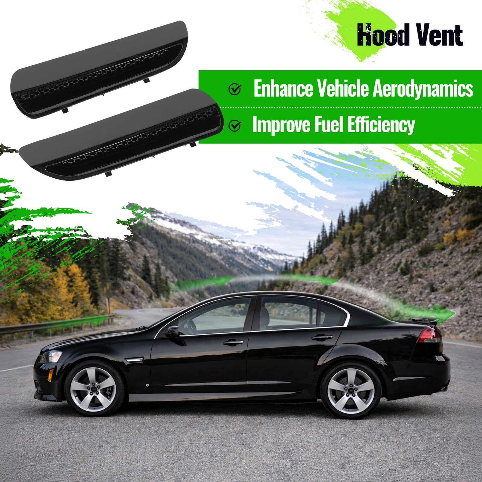 Front Upper Hood Scoops Grilles Vents Replacement Pair for Pontiac G8 (2008–2009)