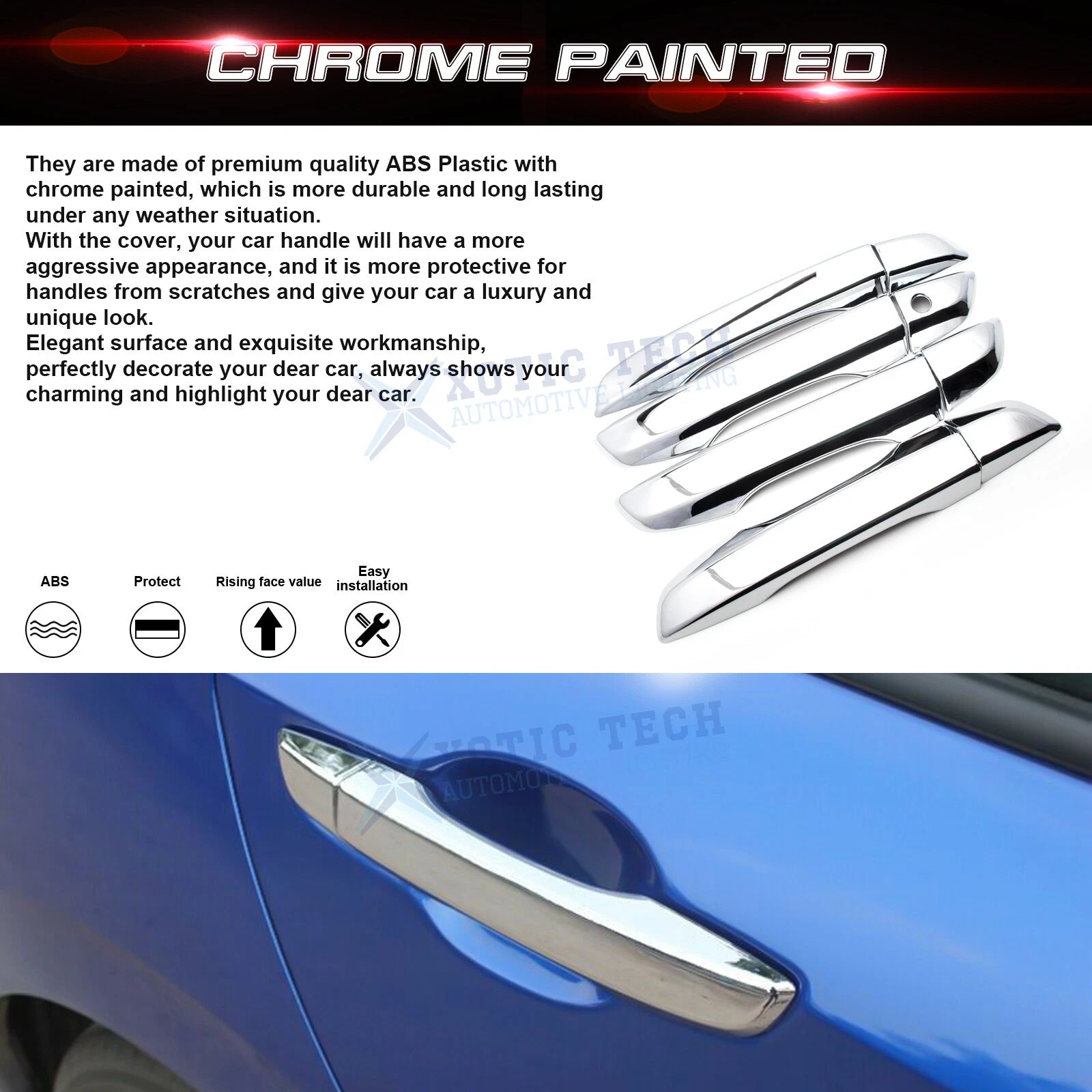 Chrome Door Handle Cover Trim for Honda Civic 10th (2016-2021)