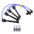 NGK Wire Set & Denso 4 Double Iridium Spark Plugs for Sportage Tiburon (L4)