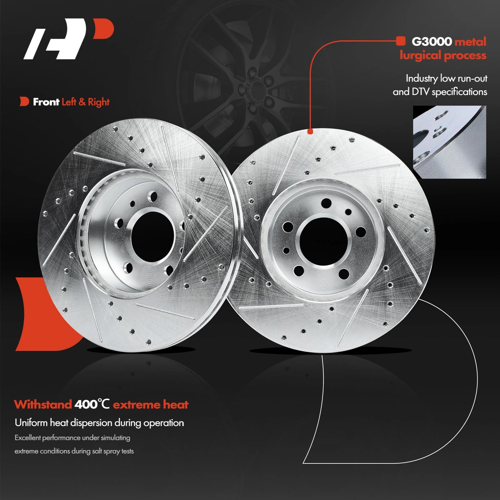 Front Drilled Brake Rotor & Ceramic Pad Set for Ford Crown Victoria (1998–2002)