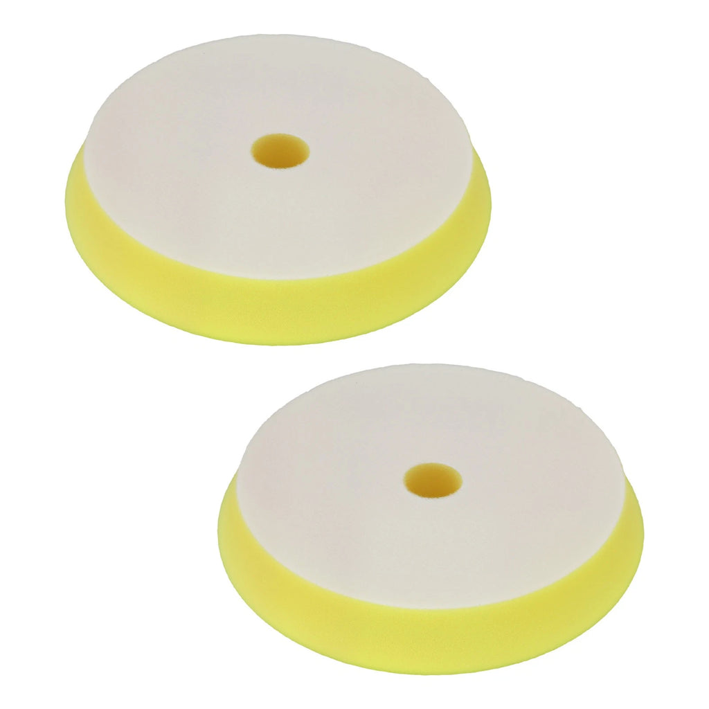 2 Pcs 6" Yellow Foam Buffing Sponge Pads for 5" Backing Plate Polisher