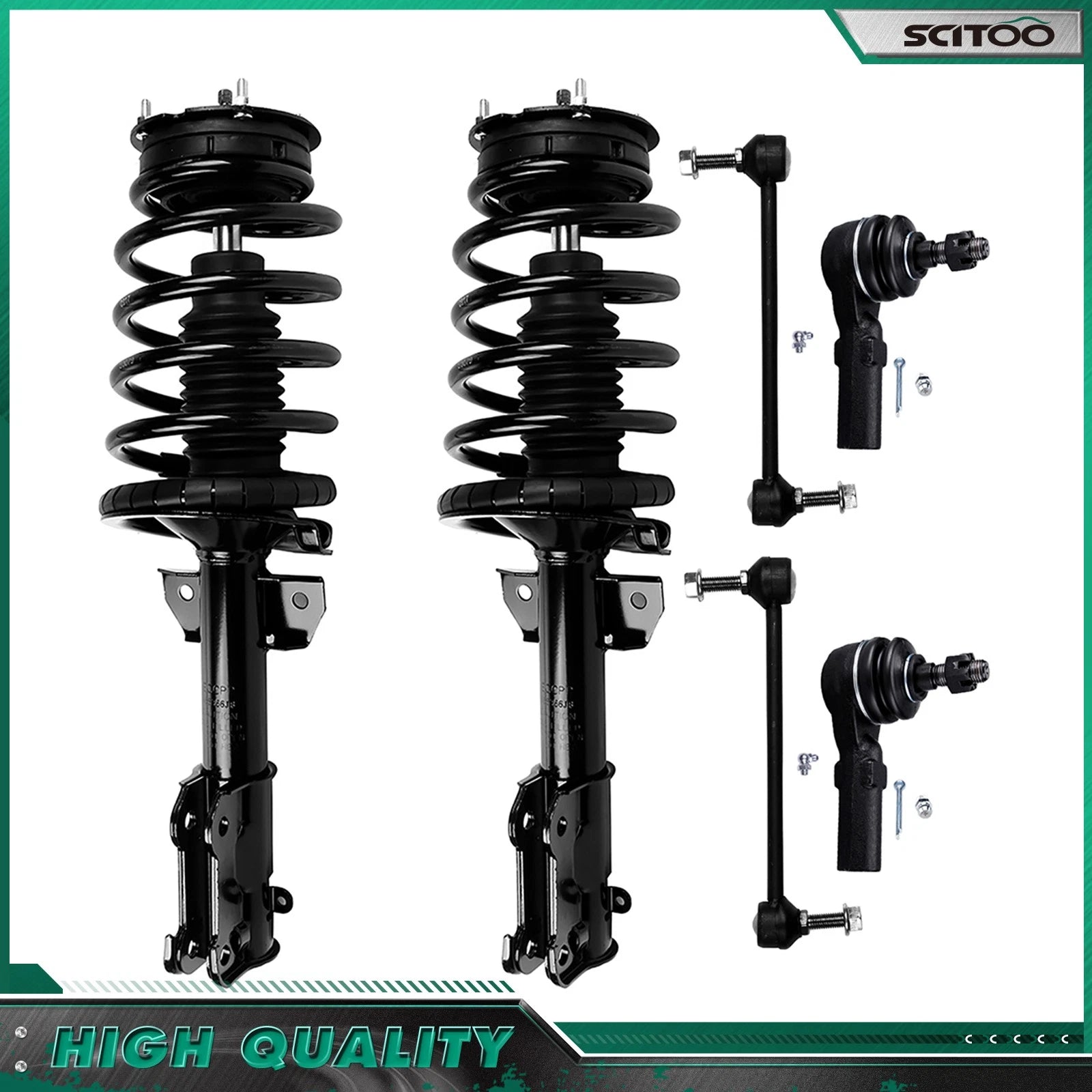 Set of 4 Front Struts Sway Bars Tie Rods for Ford Mustang (2005–2010)