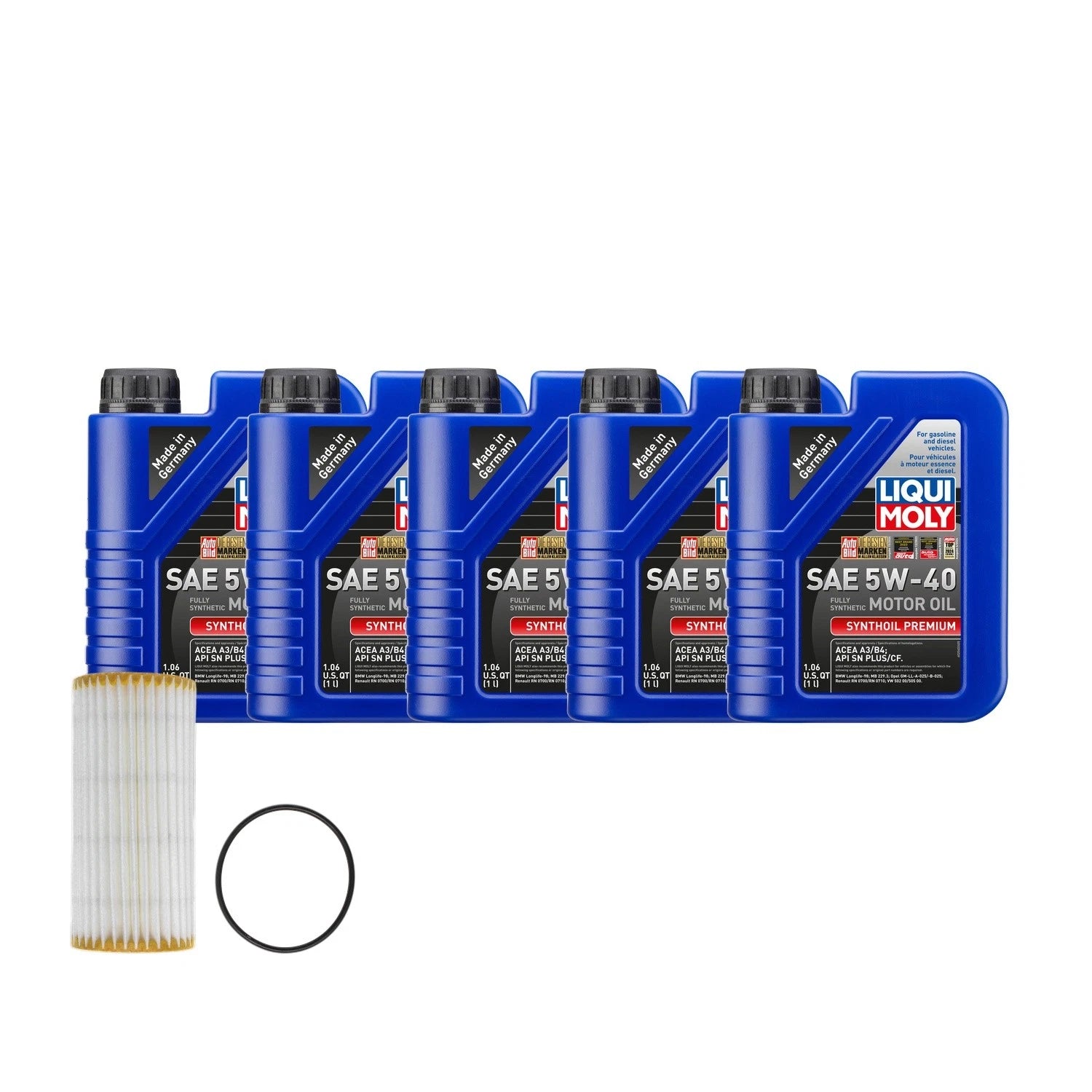 Oil Change Kit for Audi L4 2.0L (5L Liqui Moly Synthoil Premium SAE 5W40)