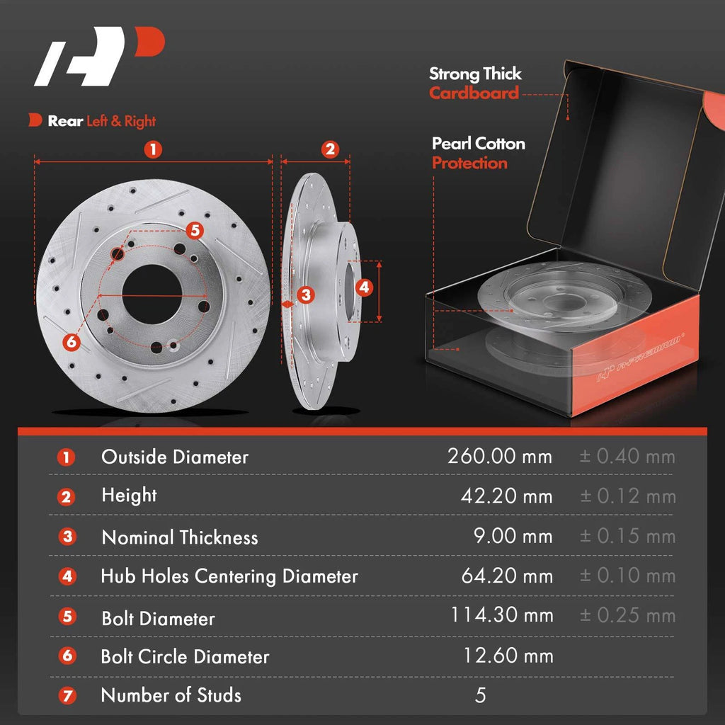 Drilled Rotors & Ceramic Pads Set for Acura CSX Honda Civic