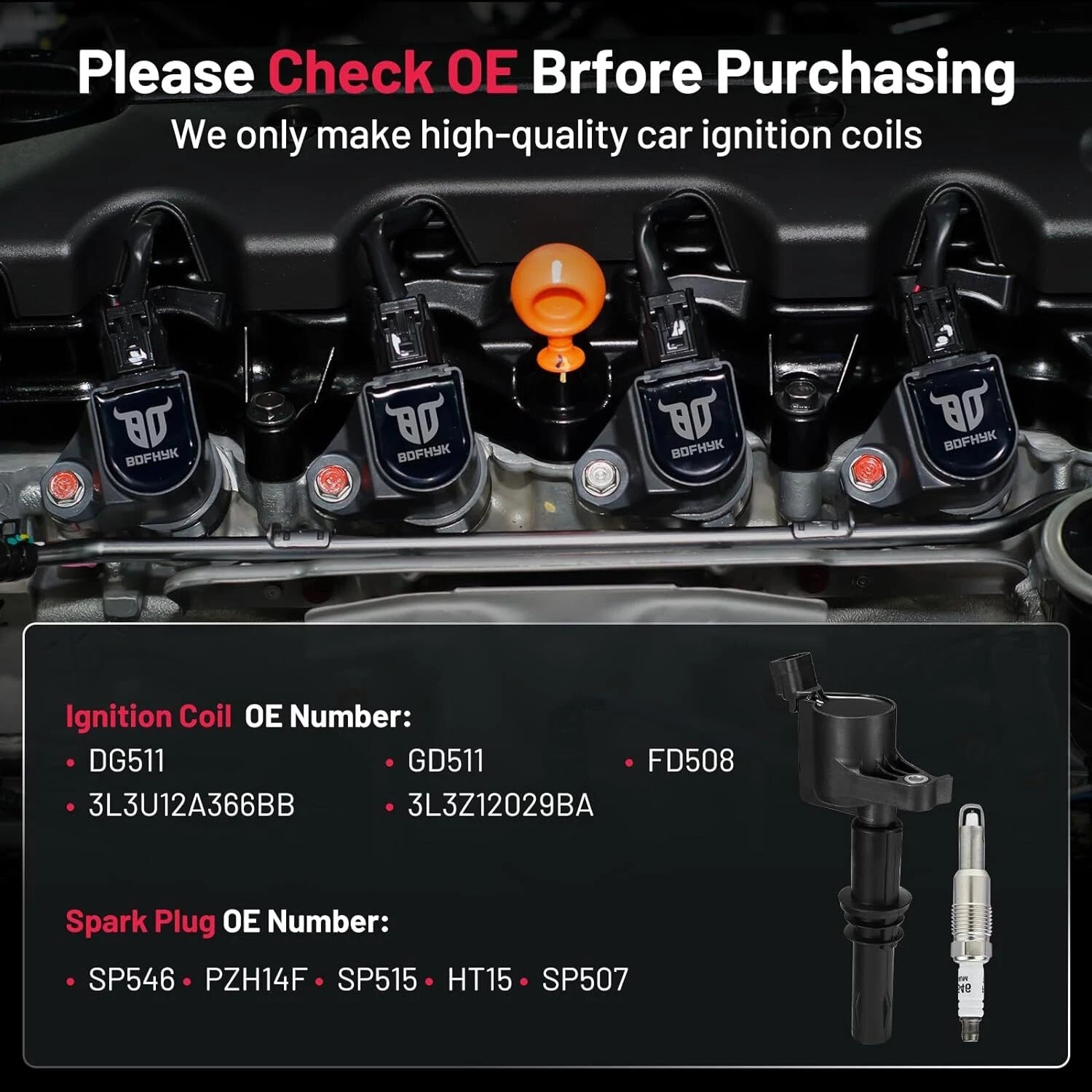 Set of 8 Ignition Coils for Ford F150 F250 5.4L (2004–2010)
