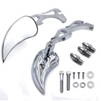 Billet Alloy Teardrop Flame Mirror for Harley Softail Fatboy Sportster