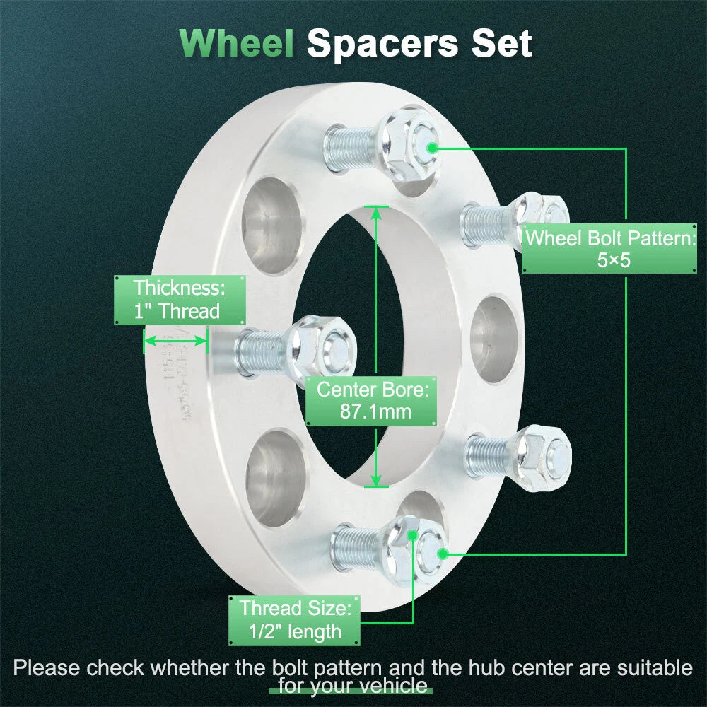 Set of 4 Wheel Spacers for Jeep Wrangler Grand Cherokee