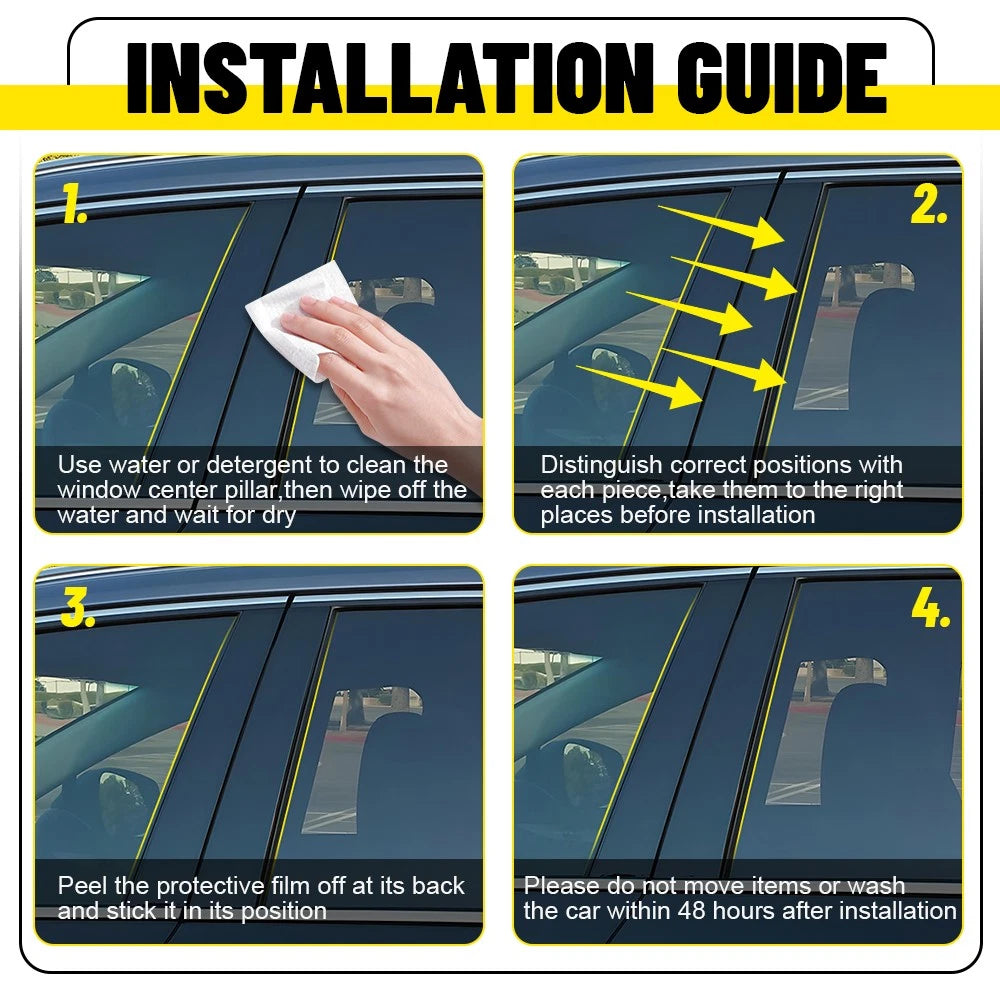 Set of 4 Window Pillar Post Molding Covers for Mazda 3 Axela (2014â2018)