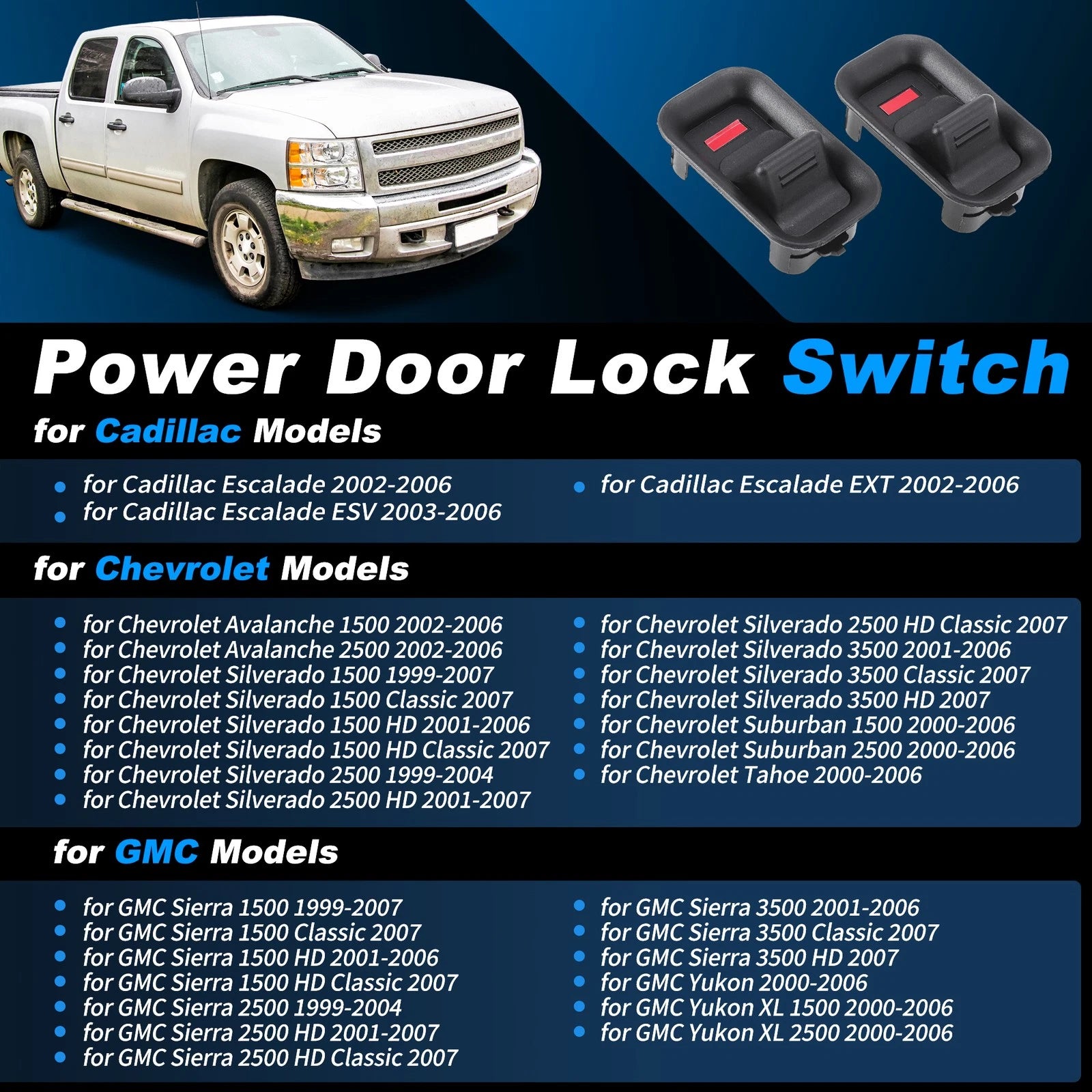 2X Power Door Lock Switch 15172121 for Chevy Avalanche Silverado Suburban (2001–2006)