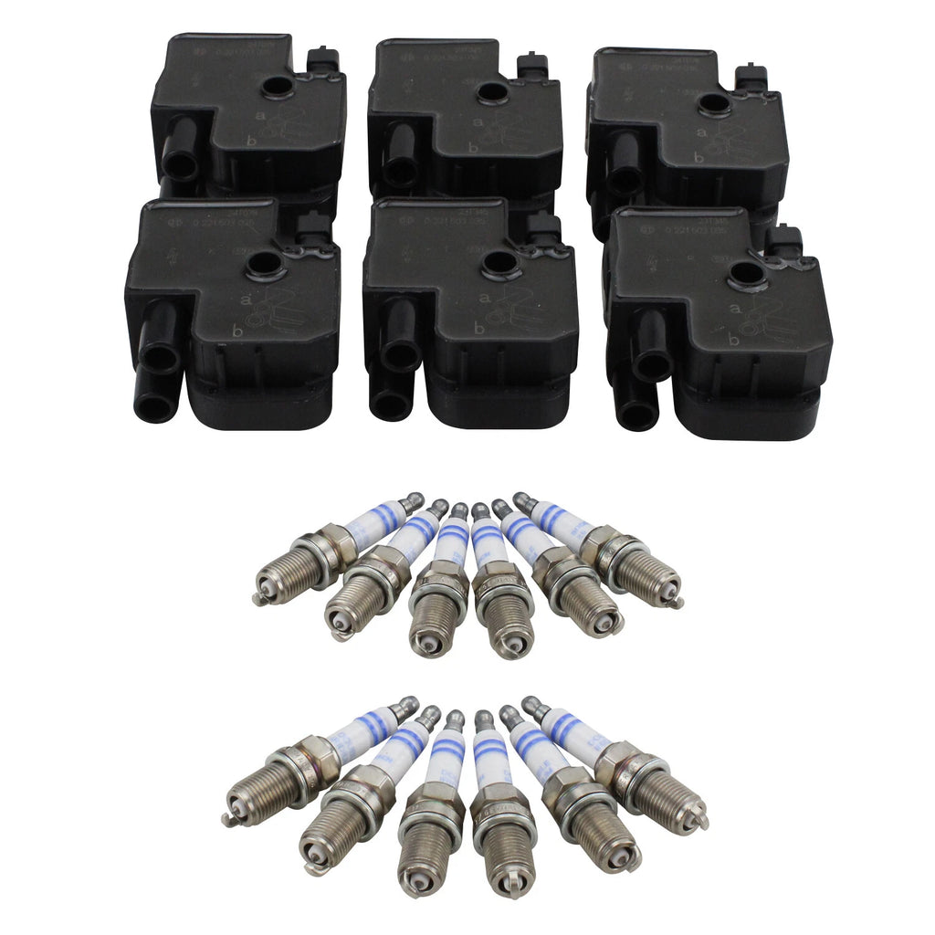 Set of 6 Ignition Coils & 12 Iridium Spark Plugs for V6 (2.6–3.7)