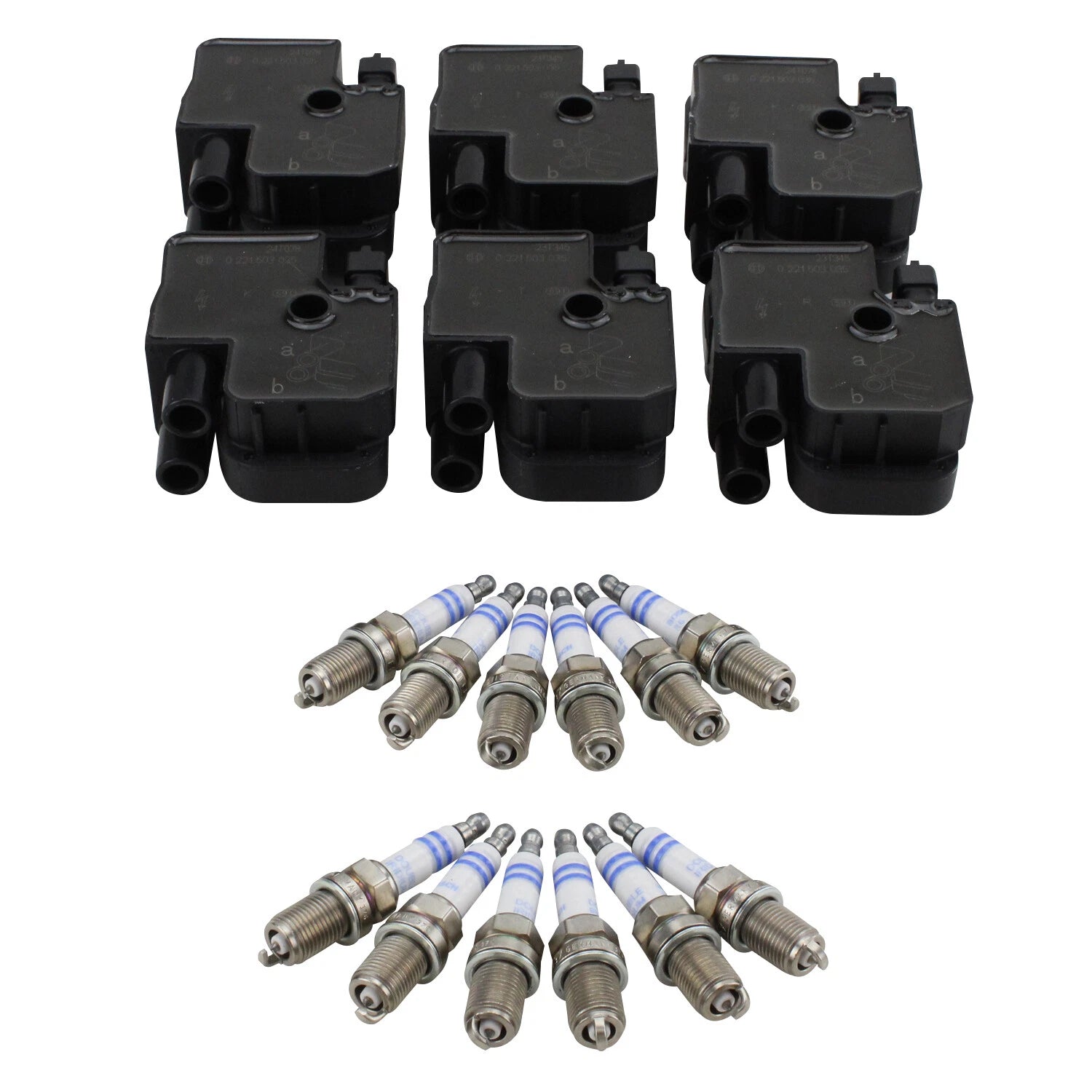 Set of 6 Ignition Coils & 12 Iridium Spark Plugs for V6 (2.6–3.7)