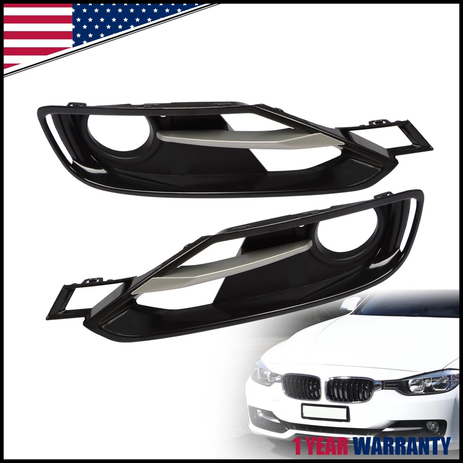 Fog Light Lamp Grille Cover Trim for BMW 3 Series (2012–2015)