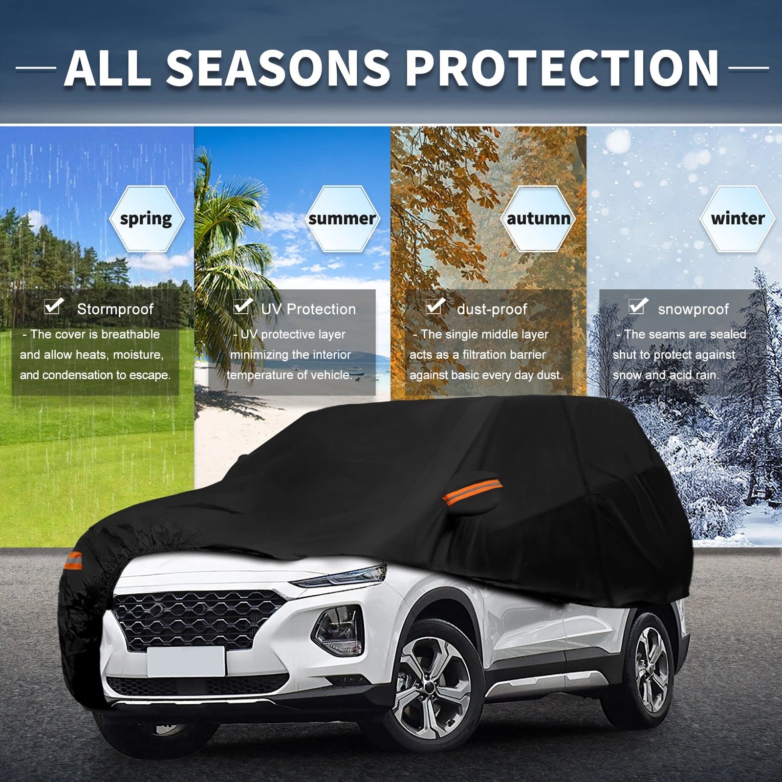 Waterproof Aluminum Film Car Cover for Hyundai Santa Fe (2013–2020)