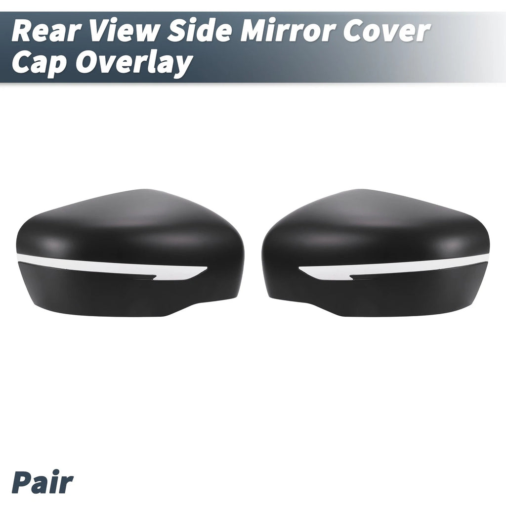 Pair Rearview Mirror Cover Overlay Matte Black for Nissan X-Trail Rogue (2014–2021) 655692415955