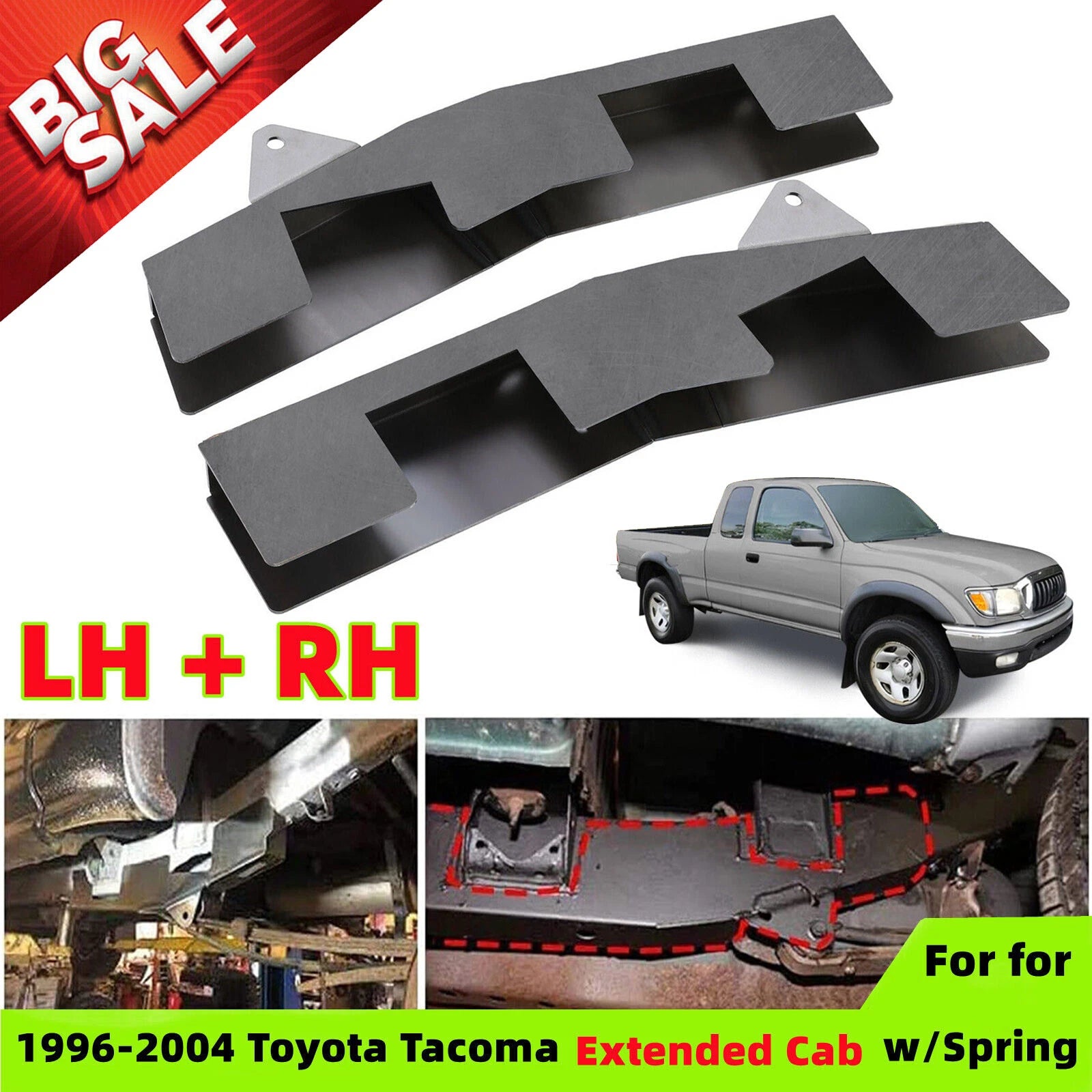 2X Mid Frame Rust Repair Kit for Toyota Tacoma (1996–2004) Extended Cab