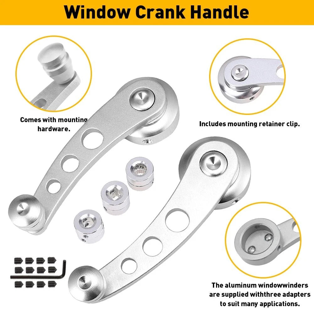 Pair Aluminum Billet Manual Window Crank Handle for Car Truck (EXV)
