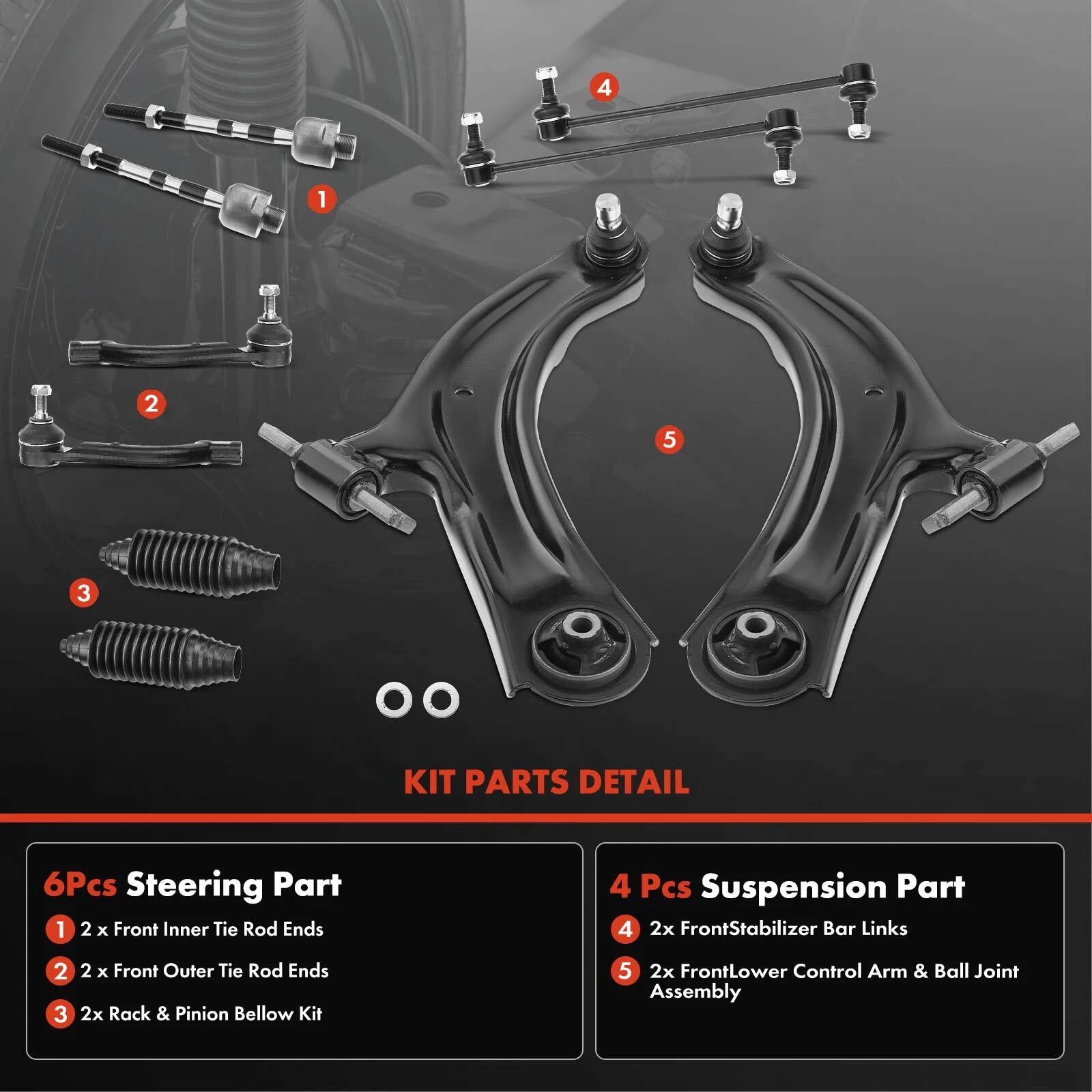 10x Front Control Arm with Ball Joint for Nissan