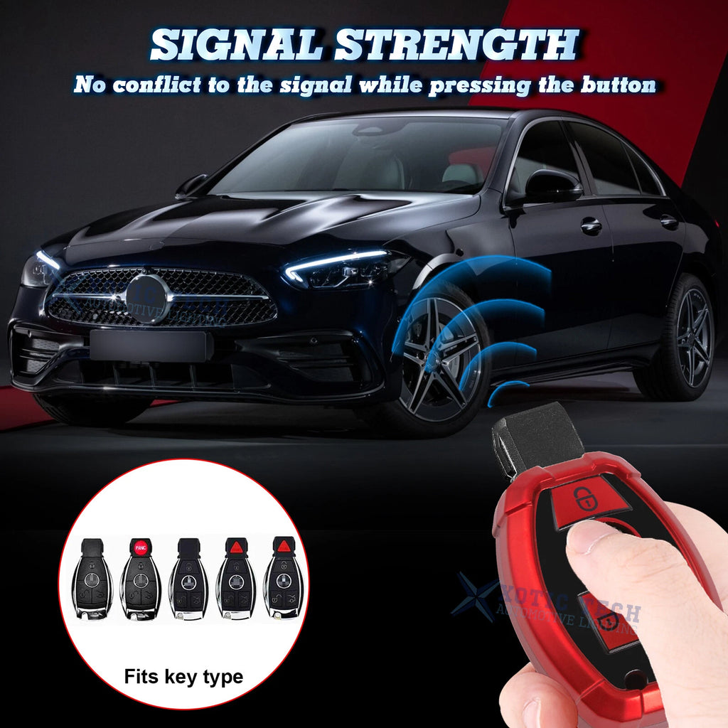 Red TPU Remote Key Fob Cover Shell for Mercedes B C E G SLK (2005-2015)