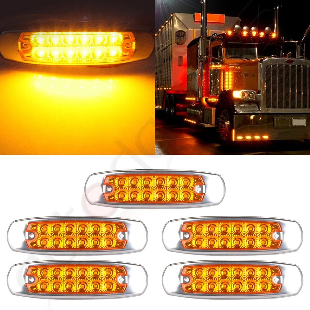Set of 5 Amber LED Turn Signal Marker Lights for Trailer
