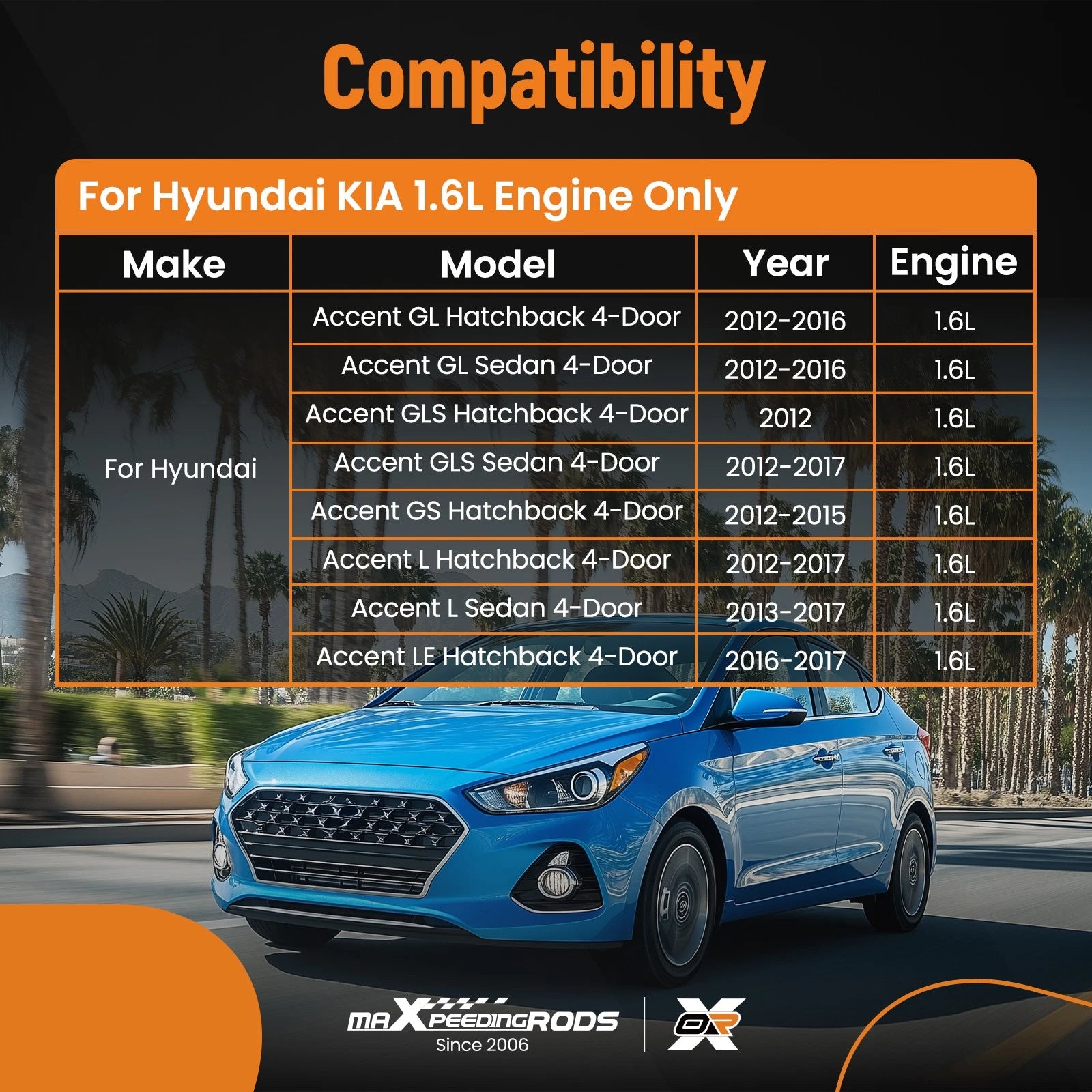 Crankshaft Con Rods & Bearing Kit for Hyundai KIA Soul Rio (2012–2019)