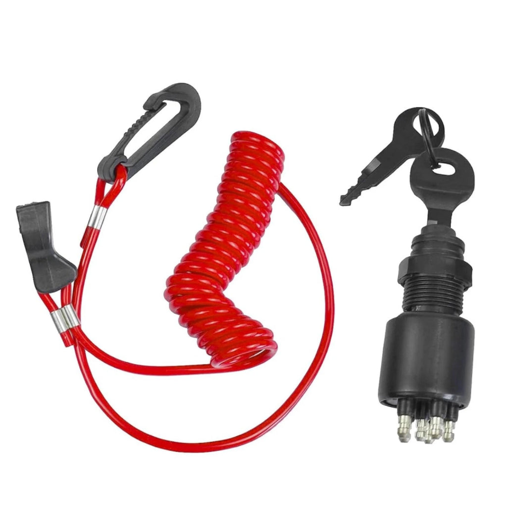 Ignition Key Switch with Safety Lanyard for Evinrude Johnson (175974, 5005801)