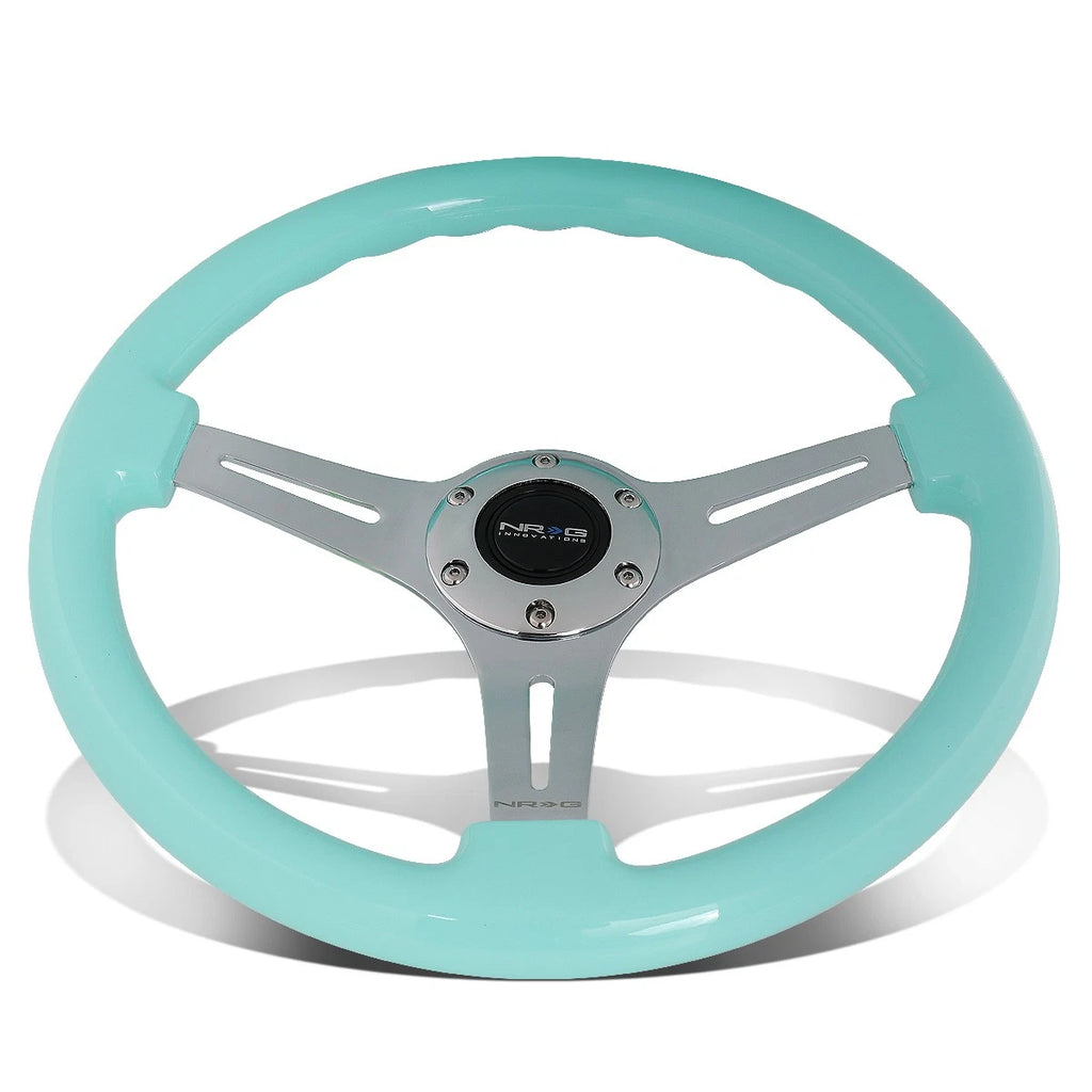 NRG 35cm Chrome Deep Dish Steering Wheel for Universal Fit (All Years)