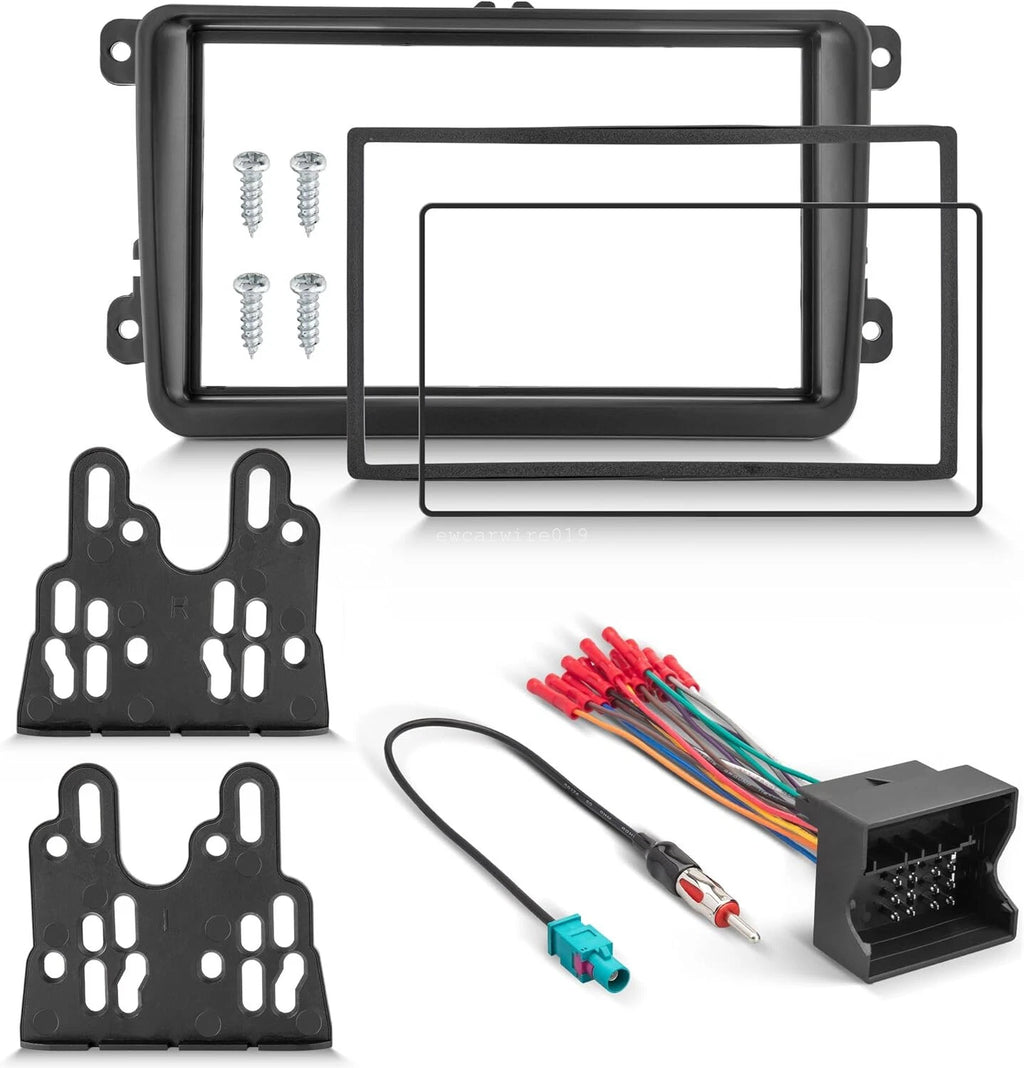 2 DIN Radio Dash Install Kit with Wire Harness for VW Golf Beetle Jetta (2010–2015)