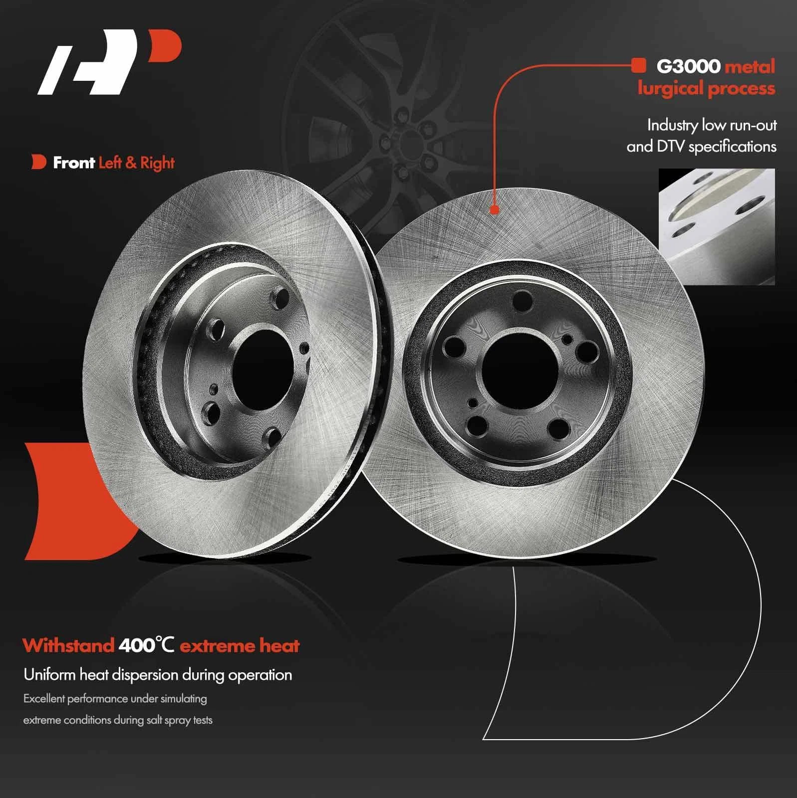 Front Disc Brake Rotors for Toyota Prius (2004-2009)